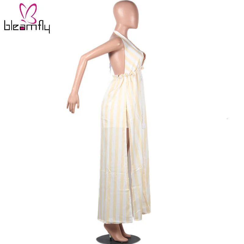 Новый женский короткий топ с бретелькой через шею и длинным полосатым принтом