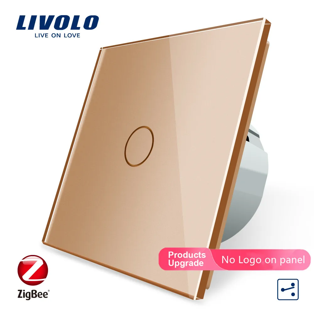 Gold-No logo Livolo ZigBee умный дом wifi переключатель Беспроводная интеллектуальная Автоматизация 2 способа управления приложением, работает с google home, aleax, echo, без логотипа - Цвет: Gold-No logo