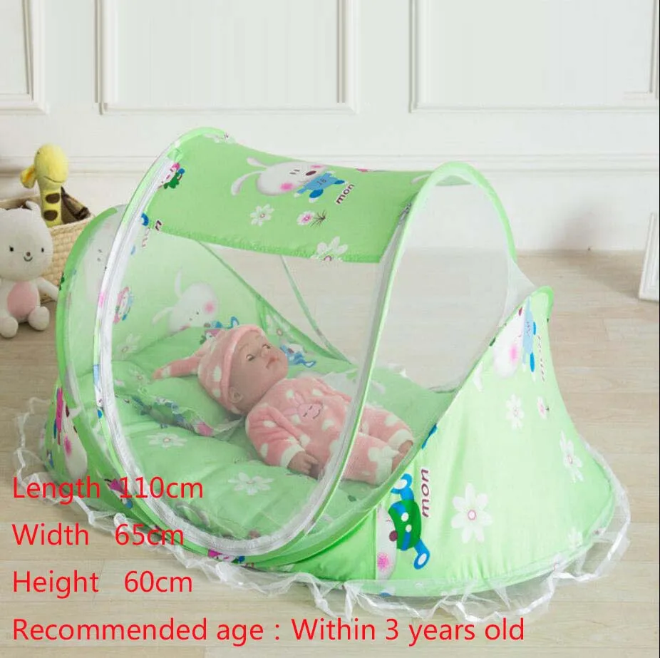 3pcs/set Baby Bed Mosquito Net With Mattress Cushion Pillow Comfortable Infant Crib Tent Canopy Portable Netting Qualit | Мать и ребенок