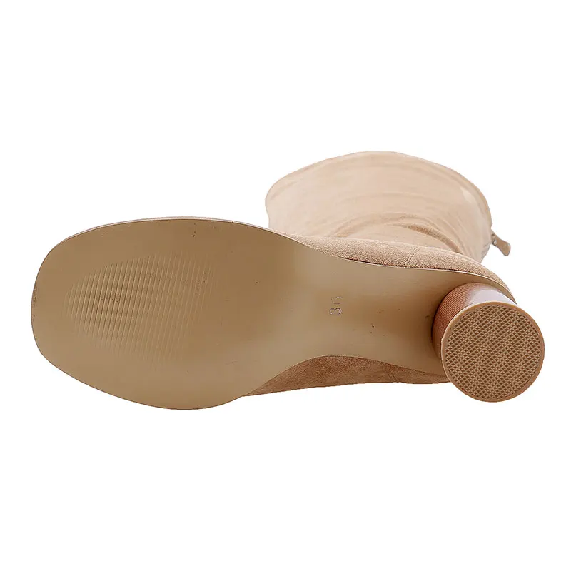 Женские зимние теплые сапоги sgesвье для снежной погоды эластичные до колена из