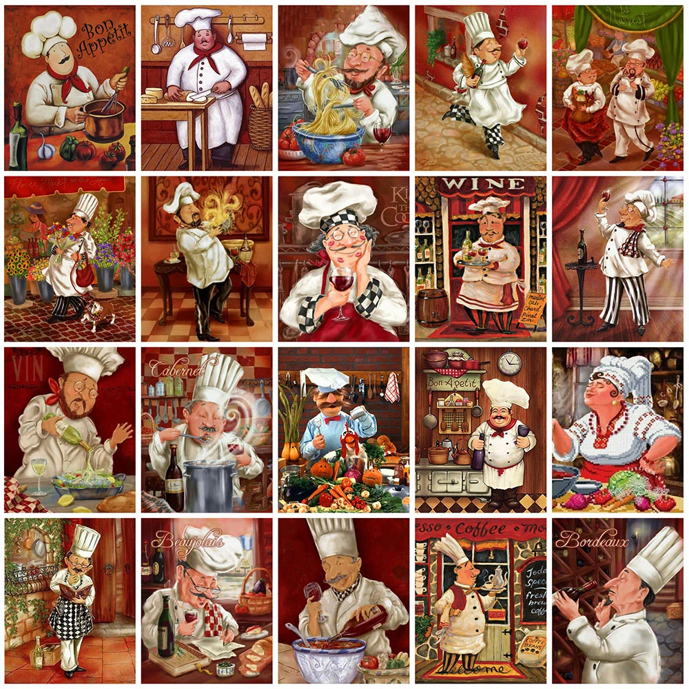 

DIY 5D Diamond Painting Chef Full Circle/Full Square Diamond Embroidery Mosaic Cross Stitch Kits Home Decor Handmade Art Gift