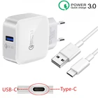 Зарядное устройство USB 18 Вт, быстрая зарядка QC 3,0, настенное зарядное устройство для Huawei P40 P30 P20 Lite OPPO Realme 8 7 6 5 3 X50 X2 GT Pro Type-C, USB-кабель