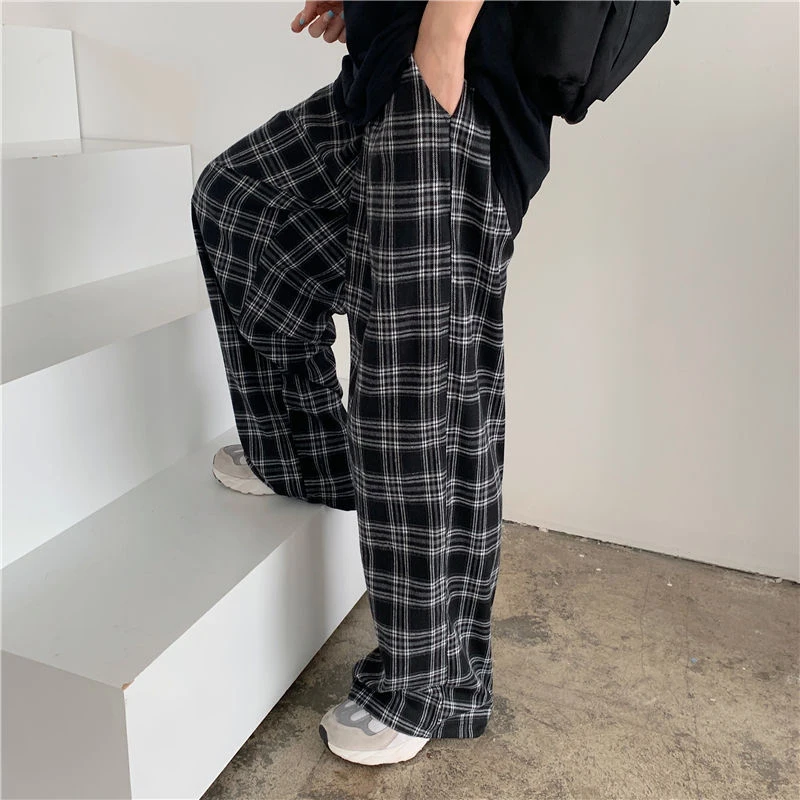 

Клетчатые брюки FAKUNTN Lucyever в стиле Харадзюку, женские повседневные свободные брюки большого размера 3XL с широкими штанинами в стиле ретро, по...