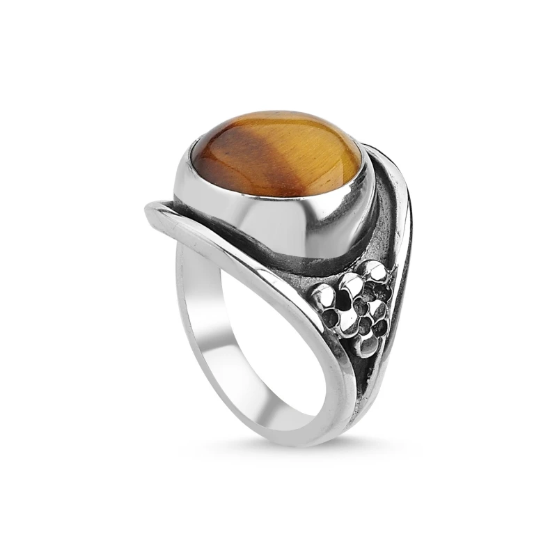 

Silver 925 Sterling Tiger Eye Stone Hand Handwork Ring