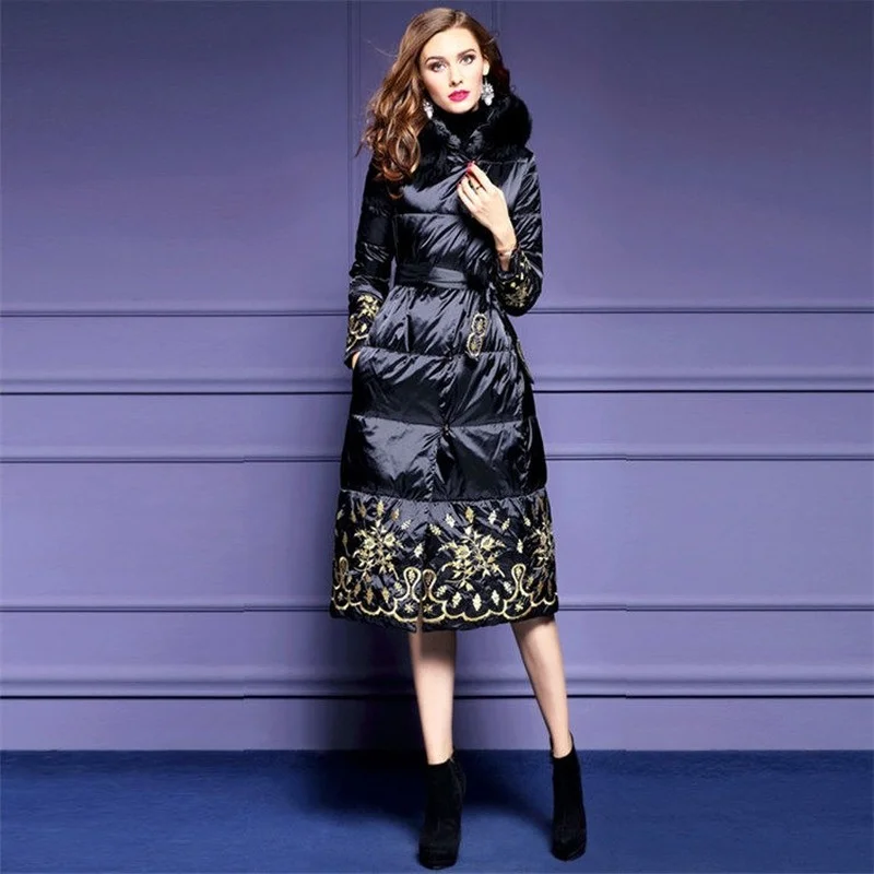 Зимняя пуховая куртка на хлопковом наполнителе женское плотное пальто с принтом