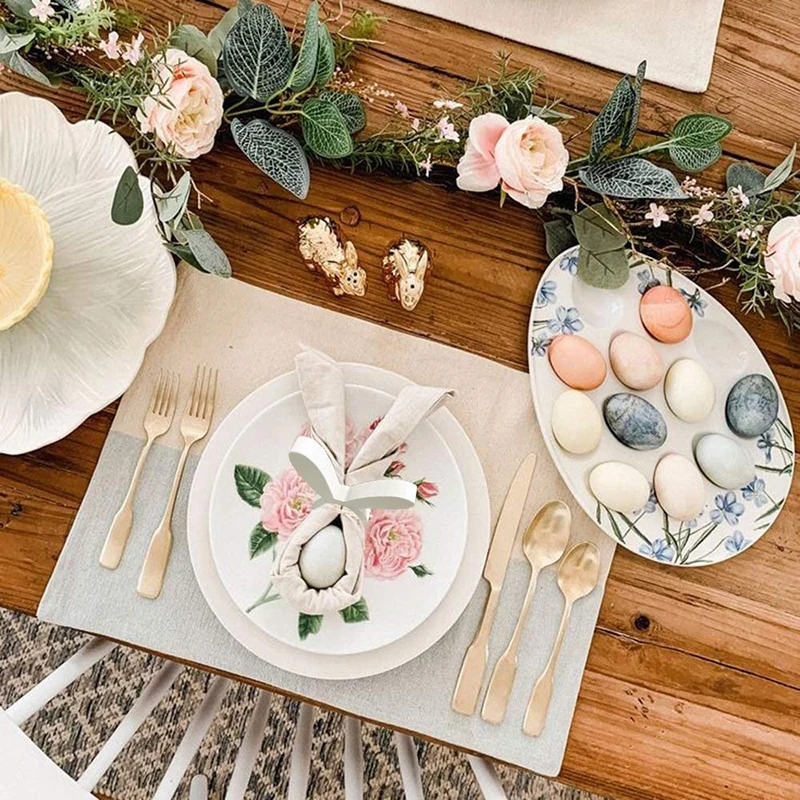

Happy Easter Cartoon Rabbit Egg Shaped Tableware Disposable Plate Cup Napkin Set Easter For Home Decorations Kids Favor Supplies