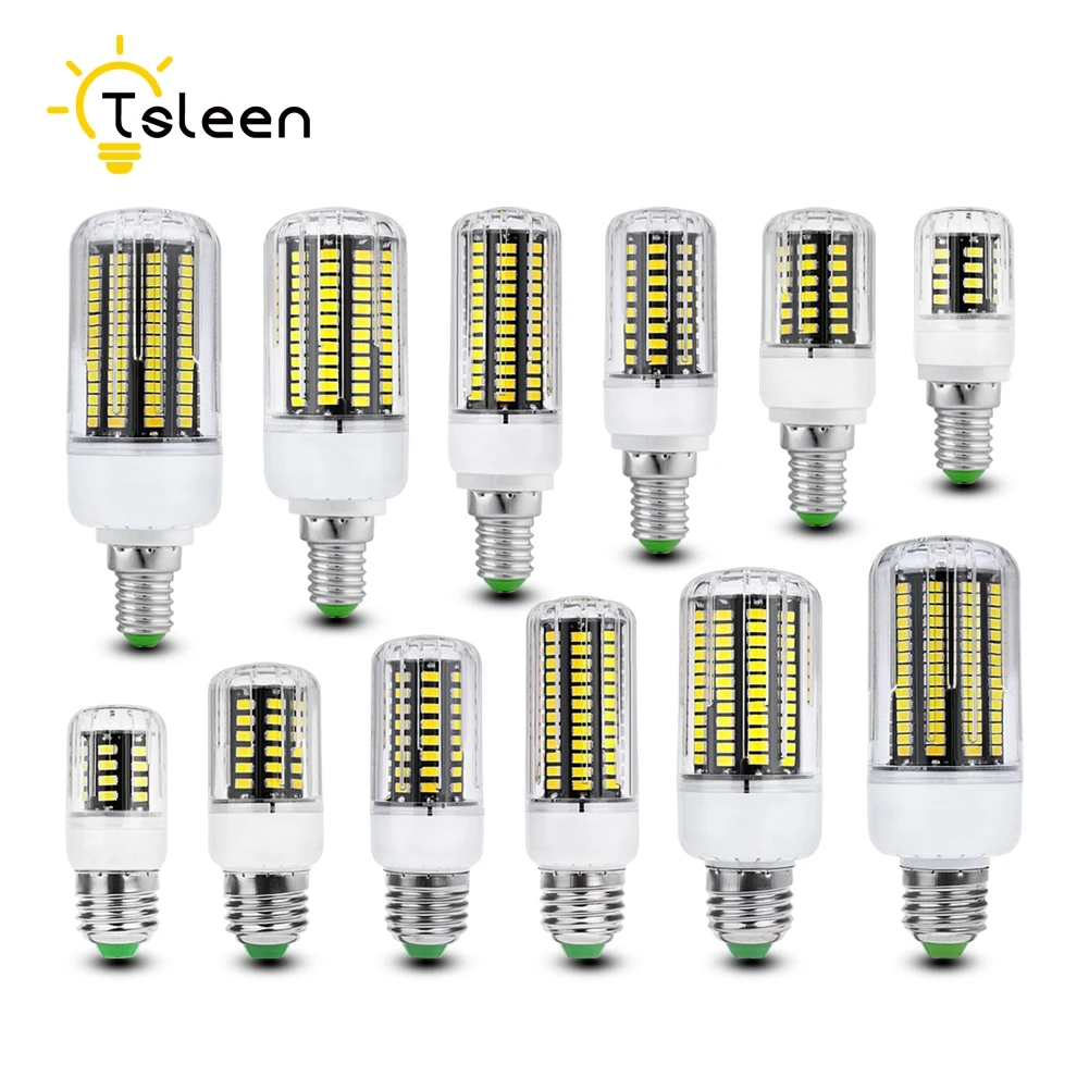 TSLEEN 4 шт E27 E14 качество без мерцания светодиодный светильник 5736 SMD лампа 220 В Замена