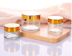 Hot Sell 5pcs Frost Glass Cosmetic Cream Jar with Lid Makeup Skin Care Lotion Container Pot Bottles