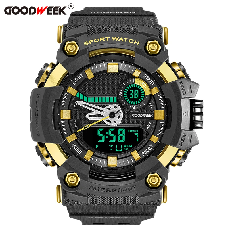 GOODWEEK цифровые водонепроницаемые мужские спортивные часы светодиодные