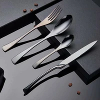 stainless steel cutlery set kichen tableware forks knives spoons luxury dinner set tableware black cutlery silverware dinnerware