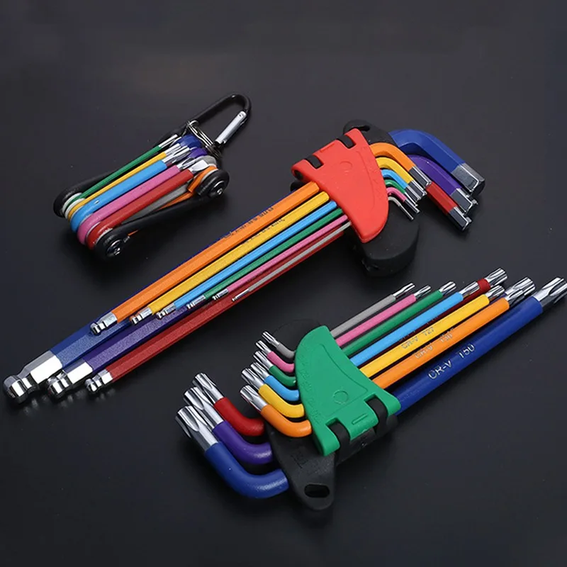 

Allen Key Set Hex Wrench Screwdriver Set Hexagon Spanner Universal 9Pcs Ball End Torx Star Keys Tool L Type Hand Tools Kit
