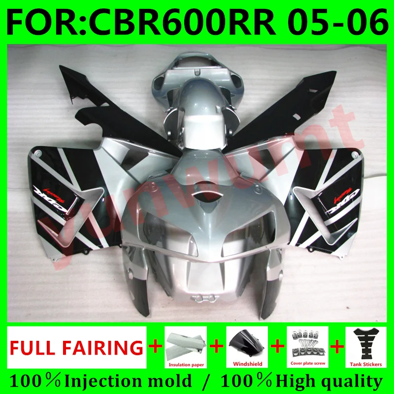 

New ABS Motorcycle Whole Fairings Kit for HONDA CBR600RR F5 2005 2006 CBR600 RR CBR 600RR 05 06 Bodywork fairing black silver