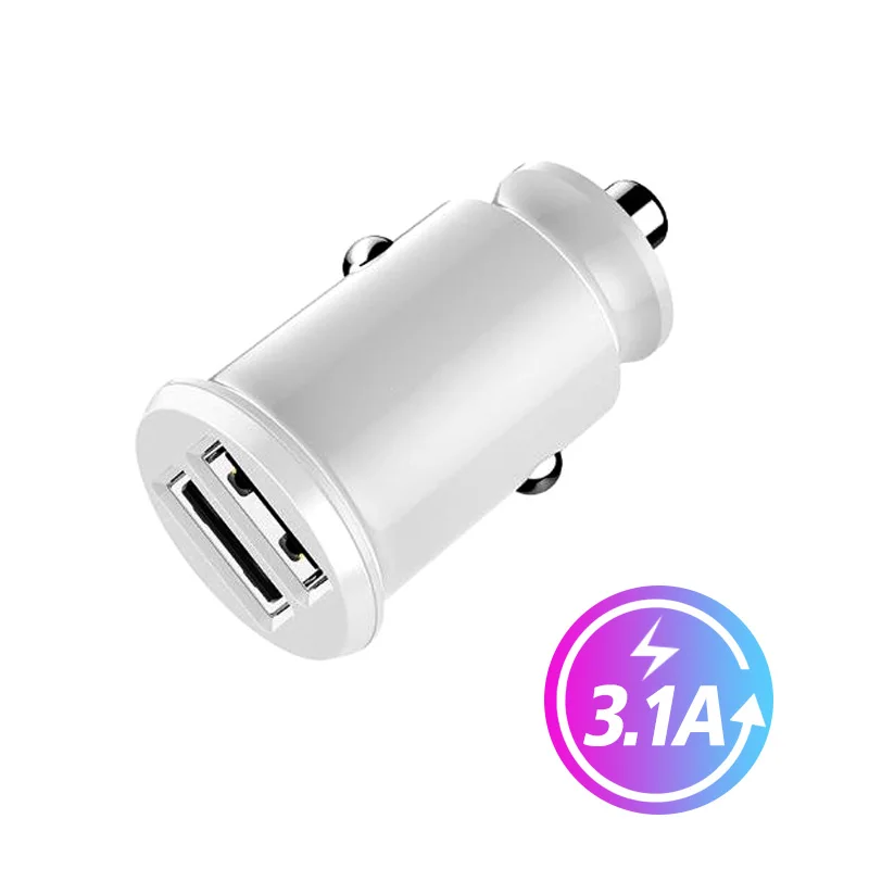 ANMONE Мини Быстрый двойной Переходник USB для зарядки в машине 3.1A быстрая зарядка автомобильное зарядное устройство для планшета мобильного телефона автомобильное зарядное устройство - Тип штекера: 3.1A White Charger