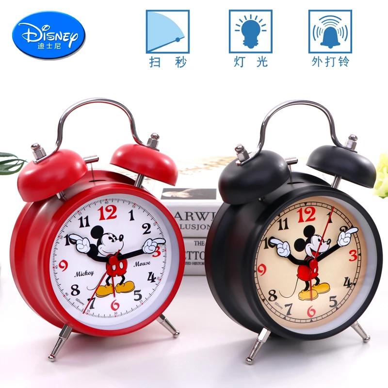 

Disney Alarm Clock Mickey Minnie Frozen Children's Cartoon Silent Bedhead Metal Alarm Clock Night Light