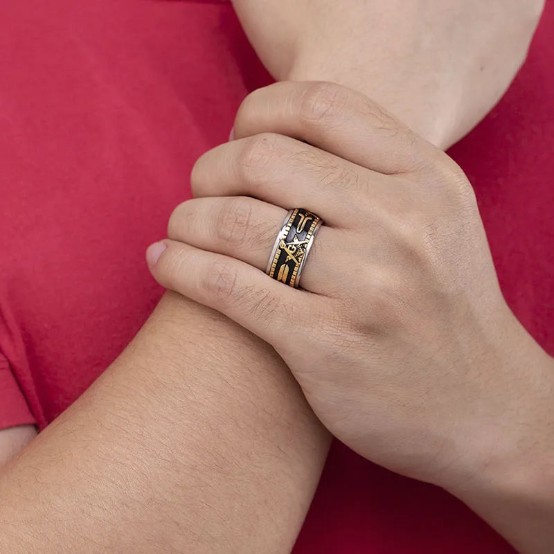 Valily мужское золото разноцветный Спиннер кольцо масоны из нержавеющей стали руны