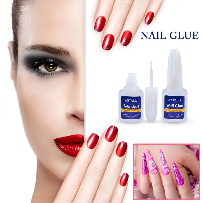 10g Fast Drying Nail Art Glue with Brush False Nails Glitter Rhinestones 3D Decoration Sticking for UV Polish Gel TSLM2 | Красота и