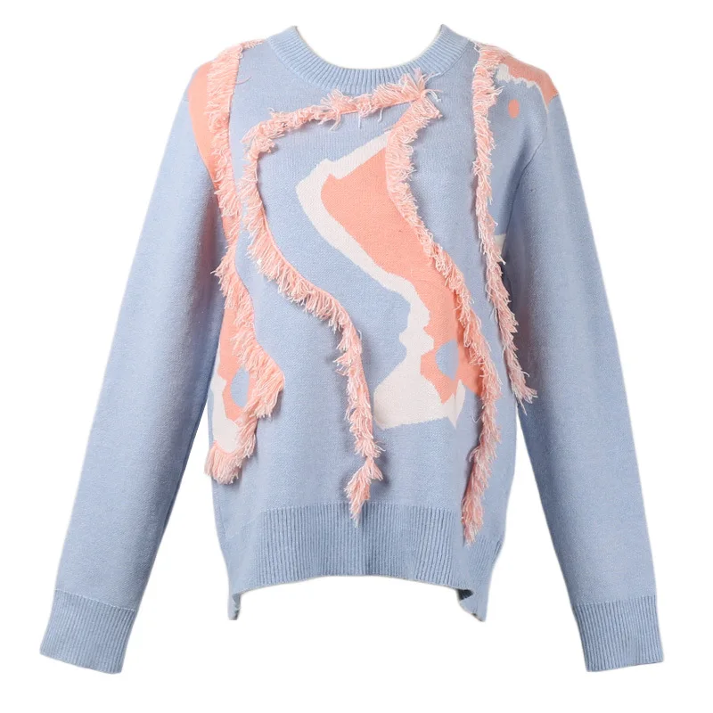 2019 осенний и зимний новый свитер женский модный простой контрастный цвет