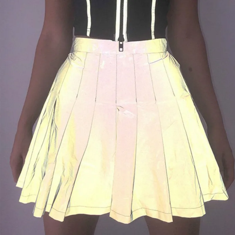 Женская Светоотражающая юбка в стиле панк для ночного клуба осенняя