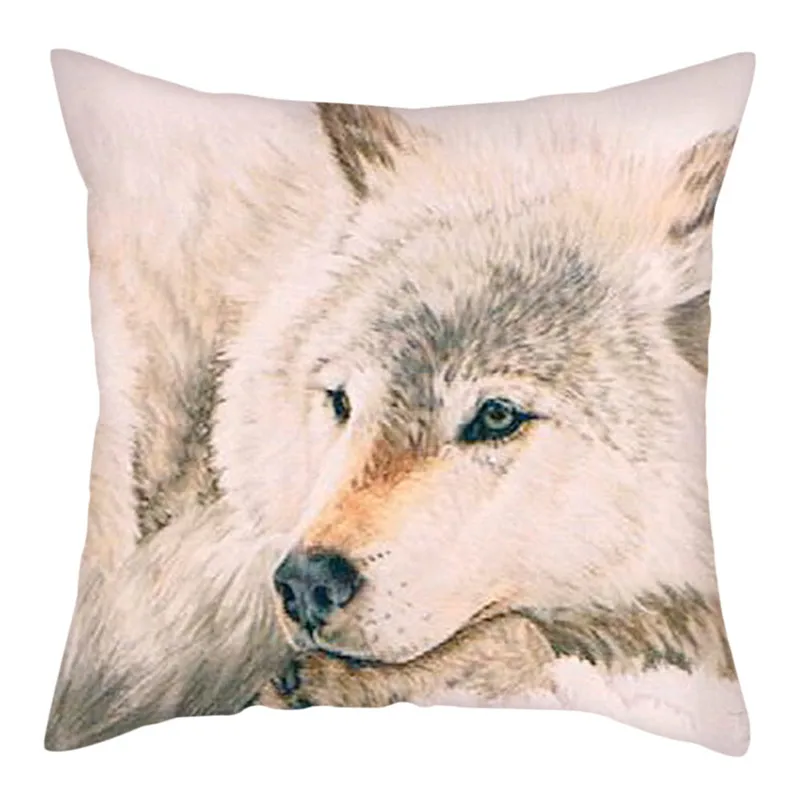 

Fuwatacchi White Wolf Cushion Covers Animal Pillows Cover New for Home Sofa Chair Car Decoration Pillowcases 45x45cm