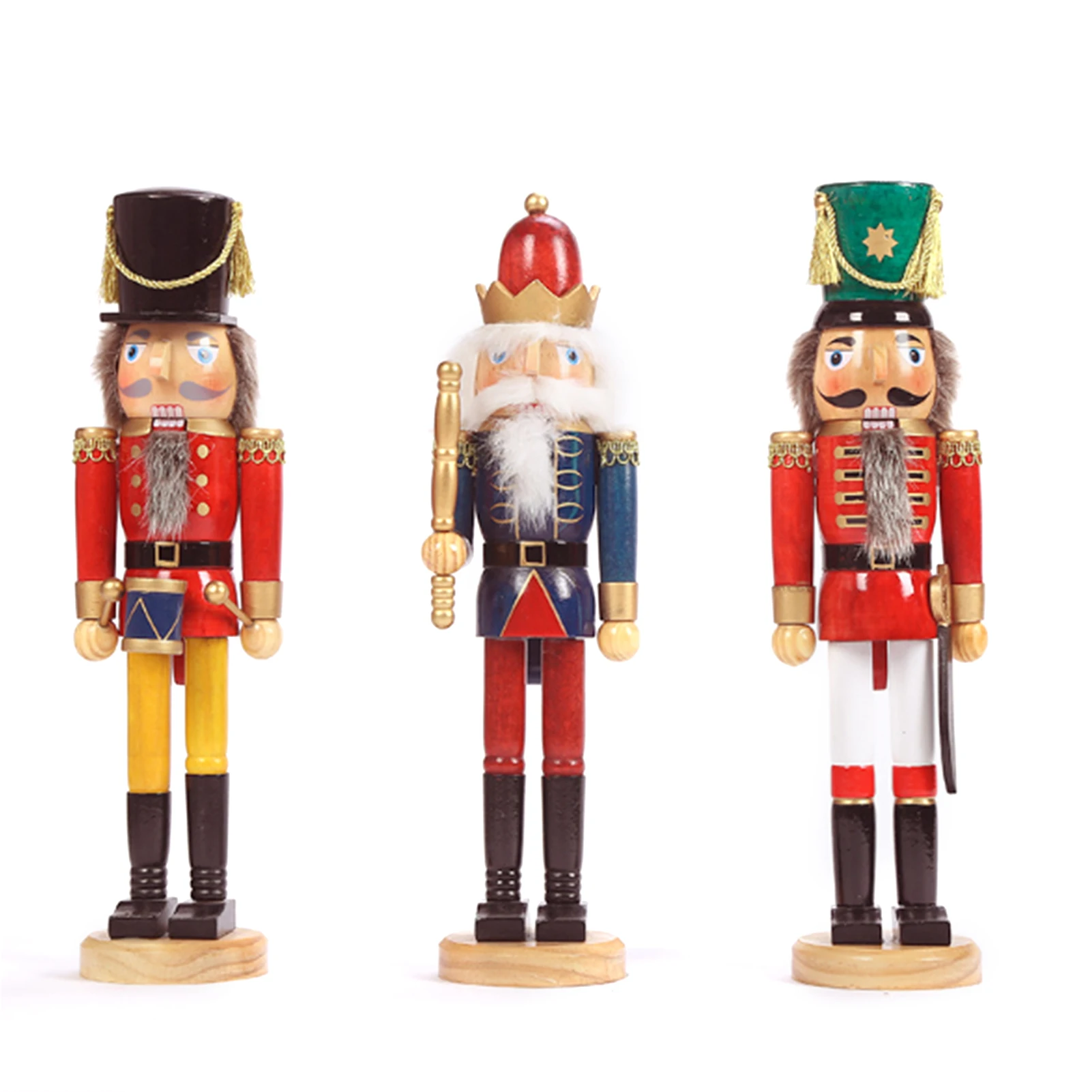 

3pcs Nutcracker Decoration Wooden Christmas Doll Ornaments 38CM Nutcracker Wooden Table Bedroom Decoration Ornaments