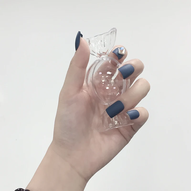 Накладные ногти 24 шт. синие красочные ромбовидные с клеем матовые готовые для