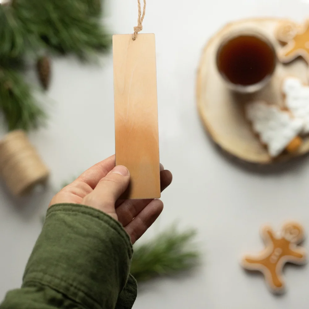 

10 Pcs Rectangles Shape Blank Ornaments with Holes and Ropes for DIY