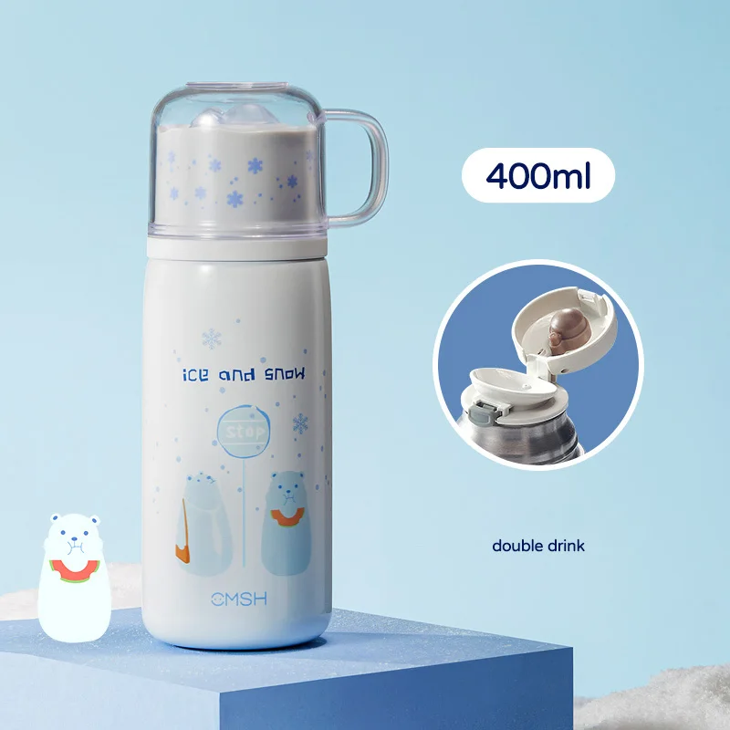 

Gift Water Bottle Insulated with Cup Hot Kawaii Thermos Bottle Drink Travel Cute Girls Lid Set Garrafa Termica Drinkware ZZ50BB