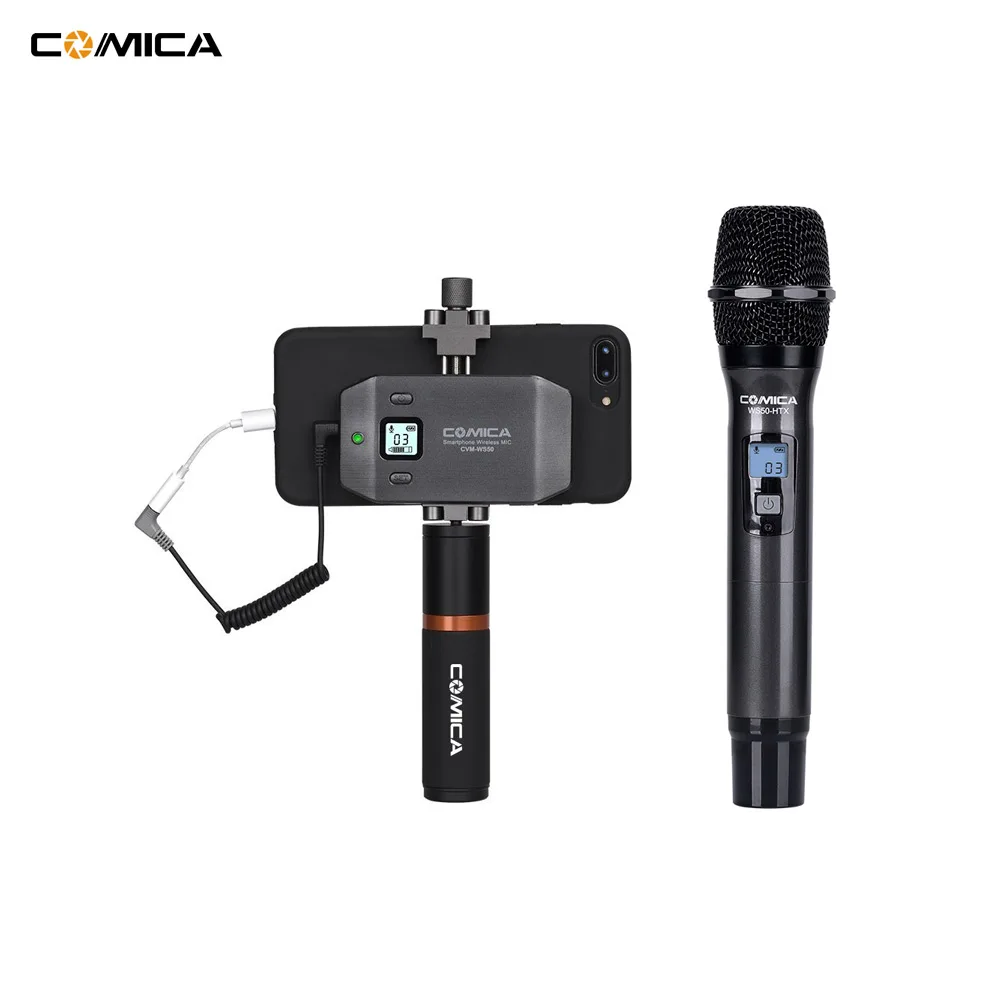 

COMICA CVM-WS50H Multi-channels Smartphone Wireless Microphone with Hand-held Transmitter 6 Channels LCD Screen for smartphone