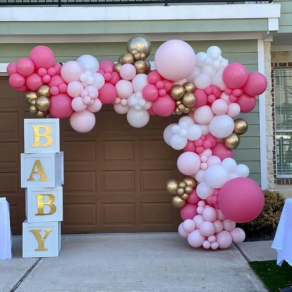 

169pcs Hot Pink Rose Red Balloon Garland Arch Kit Chrome Metallic Gold Globos Wedding Birthday Party Decorations baby Shower