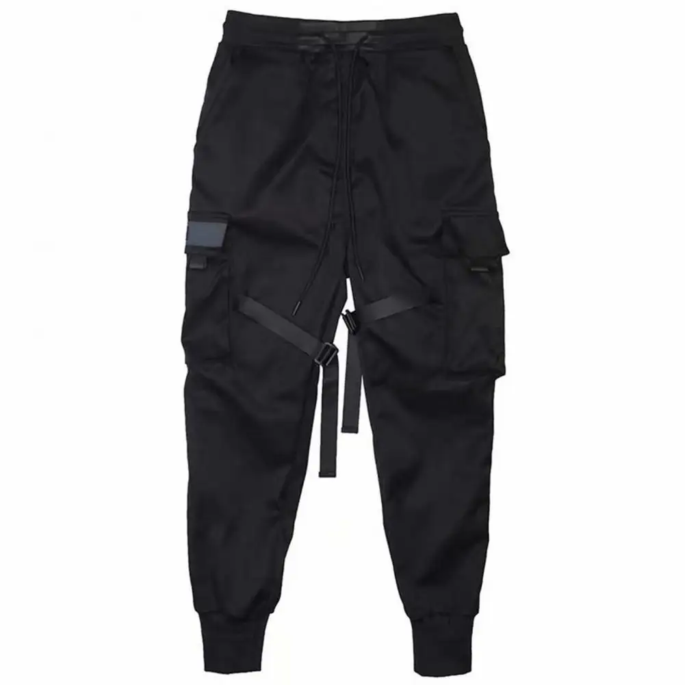 

Men Trousers Solid Multi Pockets Slim Ankle Tied Mid Rise Pockets Cargo Pants for Spring Outdoor Sportswear Casual Joggers Pants