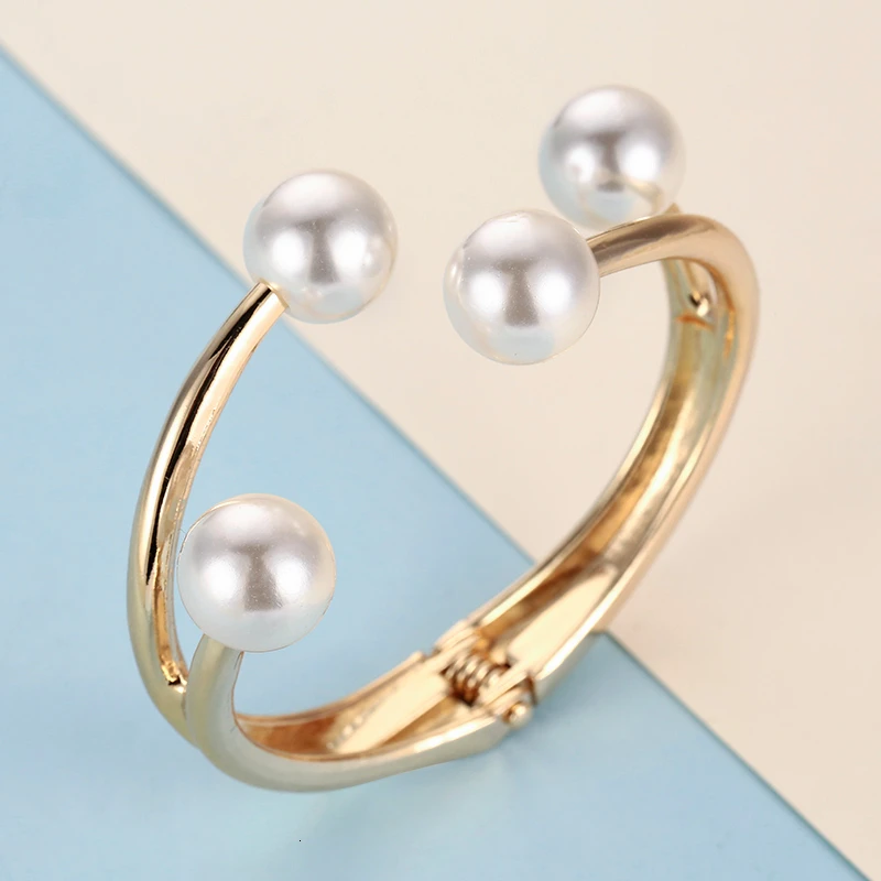 Винтажные браслеты манжеты с имитацией жемчуга для женщин и мужчин модные