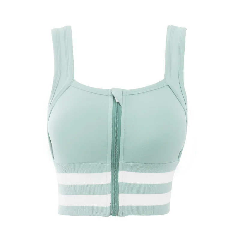

New front zipper sports underwear women's shockproof running fitness bra anti sagging can wear Yoga vest