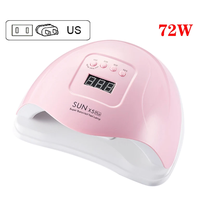 pink US Plug 72 Вт SUN X5 Plus УФ светодиодный светильник для ногтей сушилка с ЖК-дисплеем 36 светодиодный светильник для ногтей для отверждения гель-лака автоматический датчик маникюра - Цвет: pink US Plug
