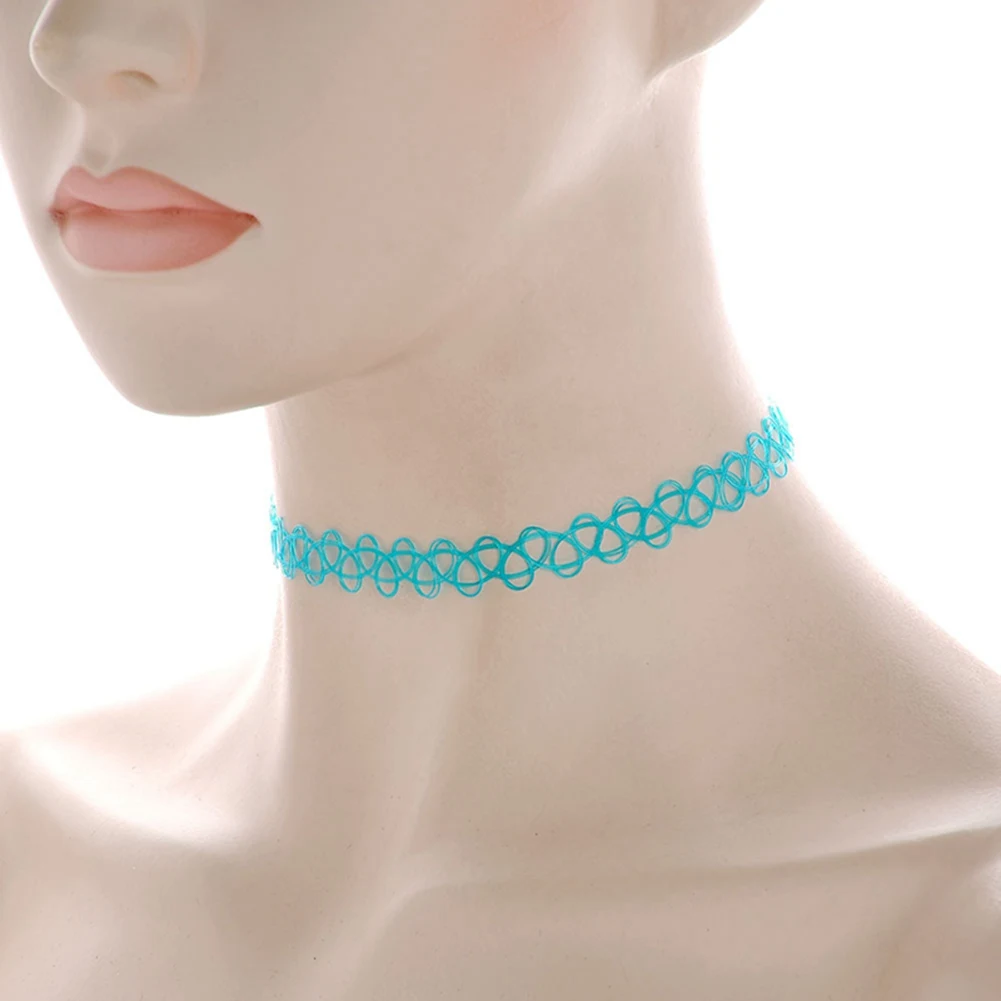 New 12pcs/lot Hot Sell Vintage Hippy Stretch Tattoo Choker Necklace Elastic Chocker Fishing Line MV66 | Украшения и аксессуары