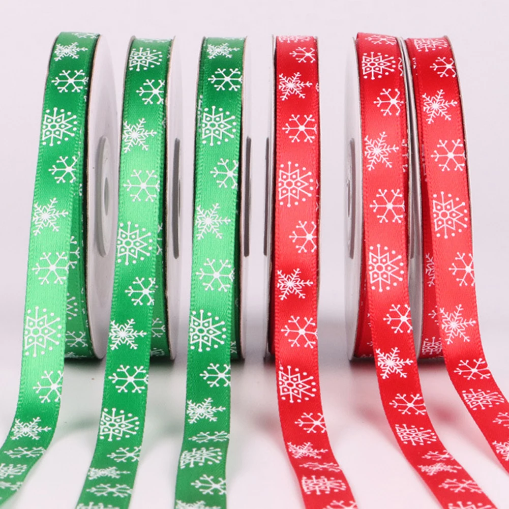 22 м Рождественская Снежинка атласная лента с принтом полиэфир Прочный DIY подарок