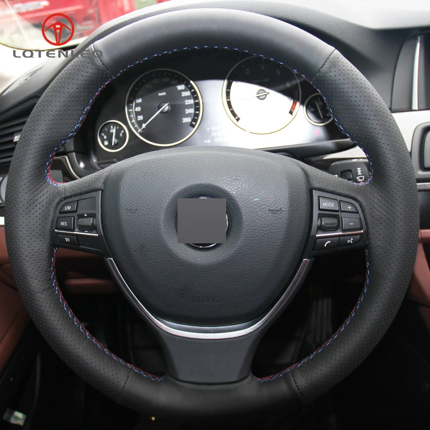 LQTENLEO Black Artificial Leather Steering Wheel Cover for BMW 6 Series 640i 650i F12 F13 F06 7 Series 730Li 740Li 750Li F01 F02