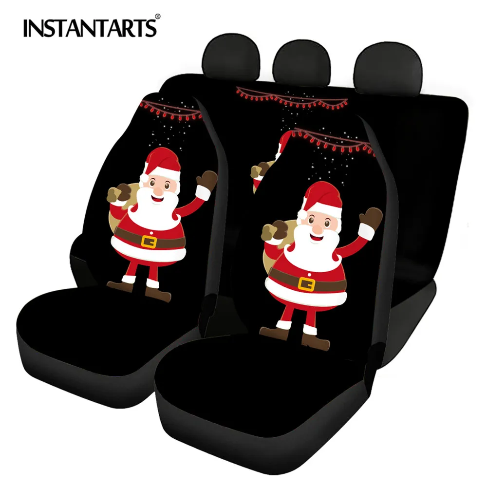 

INSTANTARTS Christmas Pattern Comfortable Automobile Seats Protector Soft Front and Back Vehicle Seat Covers Polyester Fabric