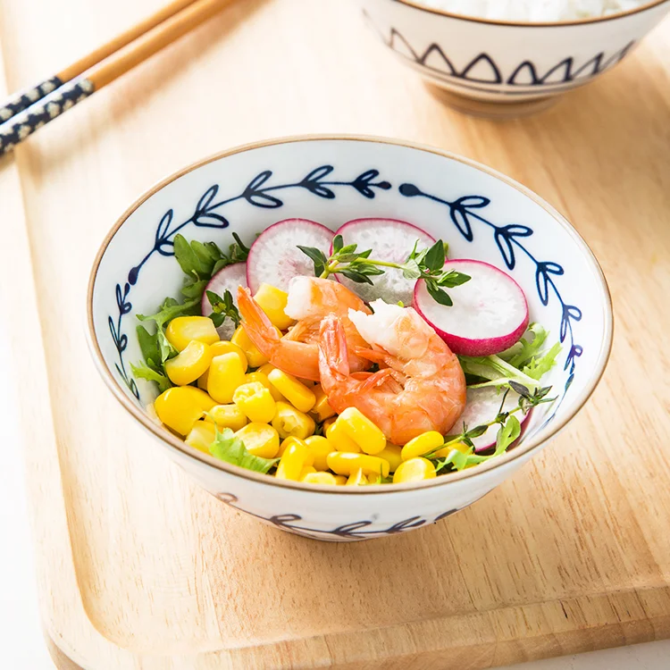 

Household Bowl Vintage Ceramic Noodle Ramen Bowl Salad Dessert Soup Japanese Style Fruteros De Cocina Kitchen Supplies ED50FW