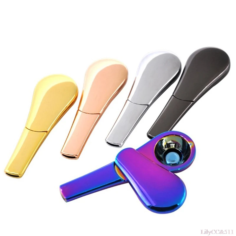 

1pc Metal Pipe Spoon-shaped Smoking Pipe Detachable Creative Herb Tobacco Cigarette Accessories Portable Gift For Man