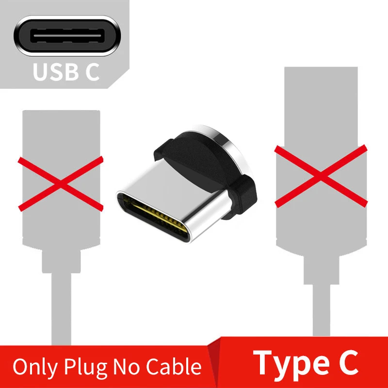 2.4A светодиодный легкий магнит type C Micro USB кабель для Xiaomi huawei Iphone Магнитный кабель для быстрой зарядки шнур для зарядного устройства USB C кабель для передачи данных - Цвет: Only Type C  Plug