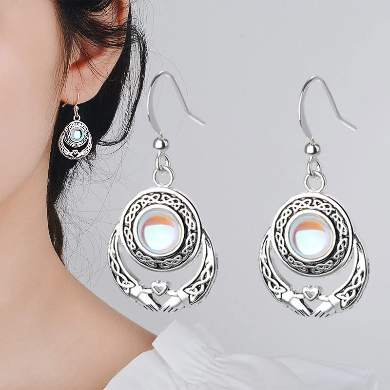 

Vintage Moonstone Dangle Earrings for Women Silver Color lovely heart earrings wedding silver Jewelry 24 styles can be choose