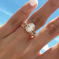 925 sterling silver round zircon eternity rose gold rings for women wedding band ring female accessories anniversary jewelry new