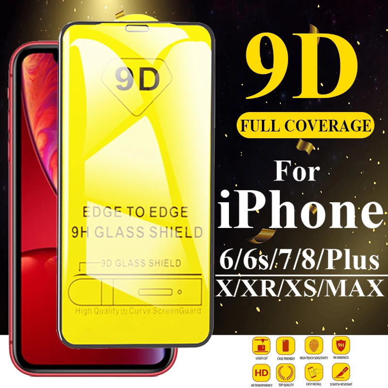 9D Защитное стекло для apple iPhone xs max защитная пленка экрана xmax x xr 6 7 8 6s plus закаленное