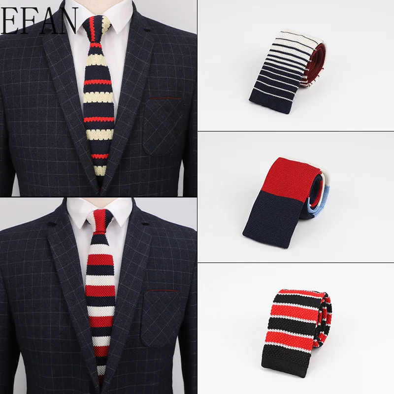 Новинка 5 см трикотажные повседневные треугольные полосатые галстуки обычные