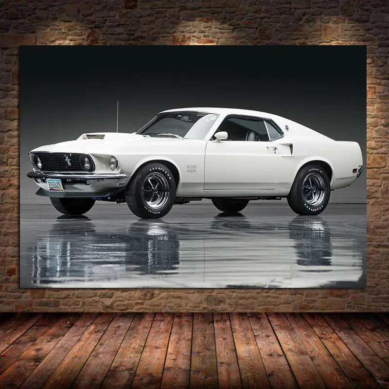 

Classic Car 1969 Ford Mustang Boss 429 Wall Art Posters Prints Decorative Picture Canvas Painting for Living Room Decor Unframed