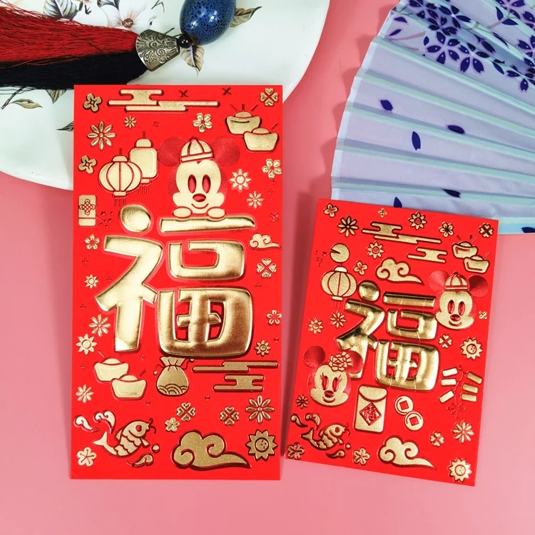 Китайский стиль Микки Минни красный пакет 2020 китайский новый год конверт 6