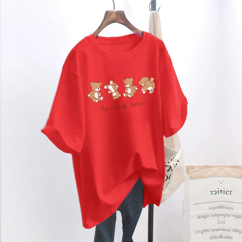 С рисунком из мультфильма Медведь Графический Принт футболки 2021 летняя одежда