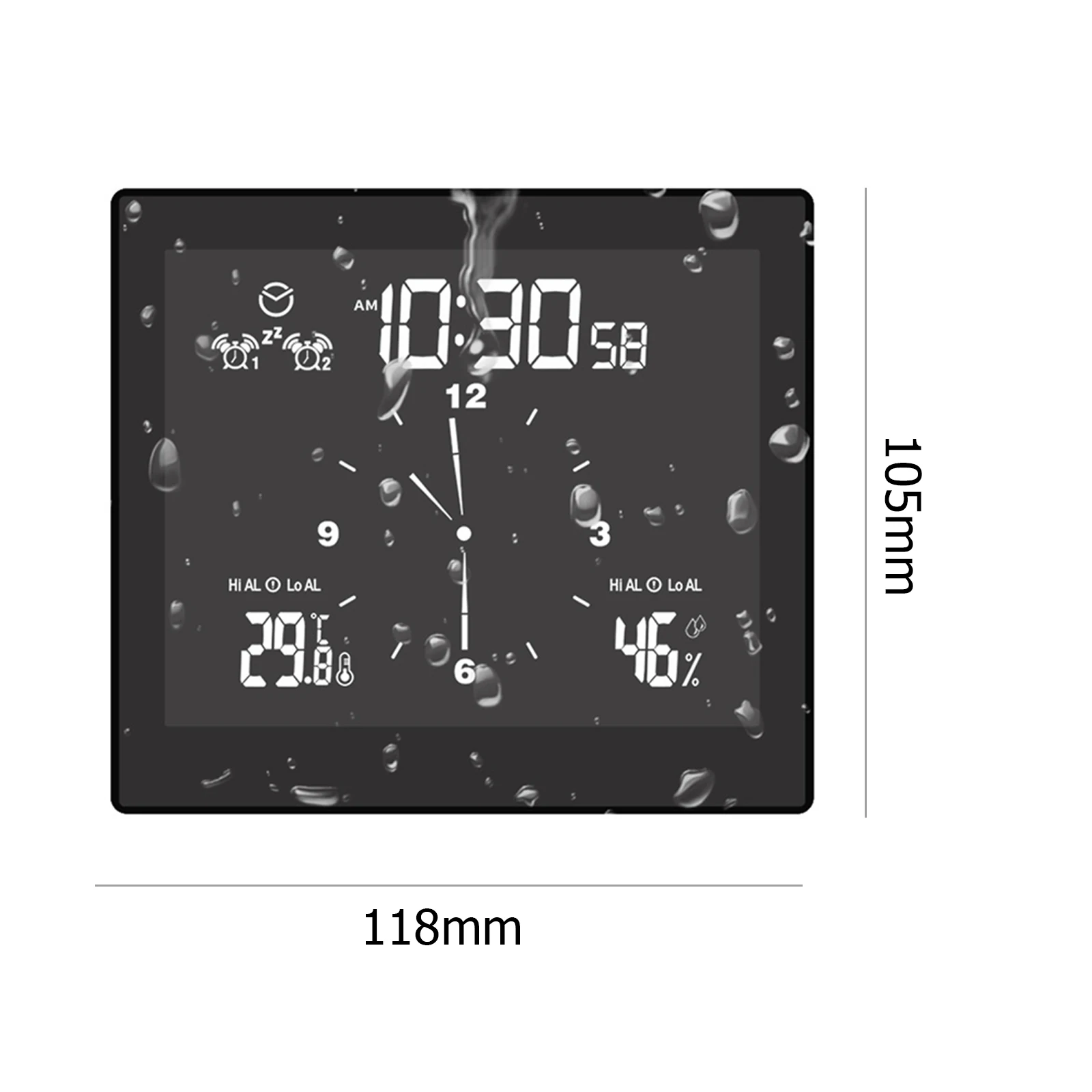 Цифровые настенные часы для ванной и душа работающие от аккумулятора ЖК дисплей