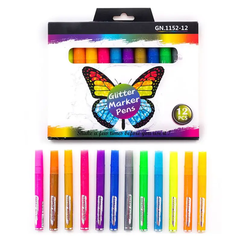 

H05B 12 цветов блестящий маркер ручка флуоресцентный маркер набор «сделай сам» журнал граффити рисунок Скрапбукинг Канцтовары