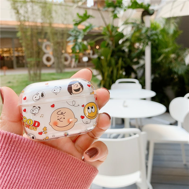 Для AirPods Pro мультфильм Charlie Peanuts собака Bluetooth гарнитура наушники Прозрачный жесткий чехол для AirPods 1 2 3 Крышка для наушников